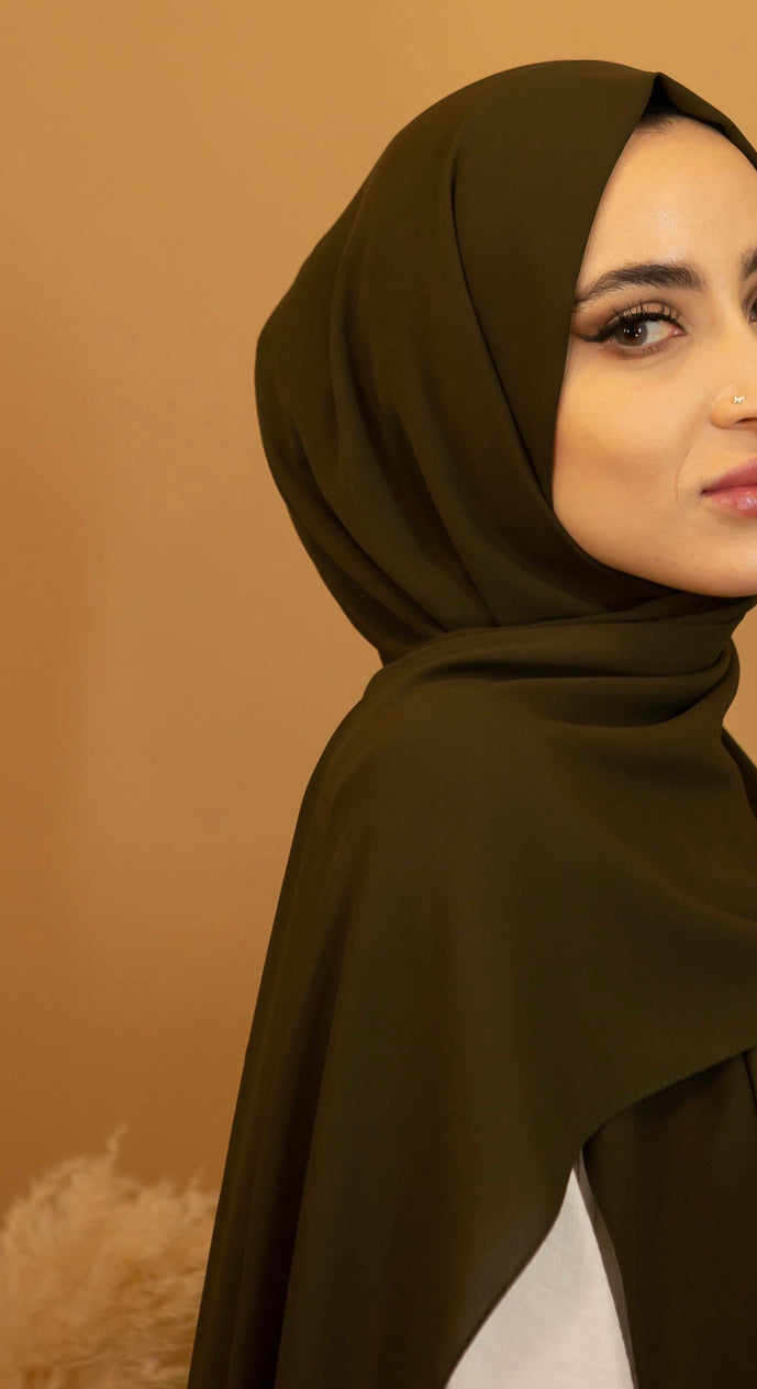 Aaliya Collections Premium Georgette Hijab - Khaki