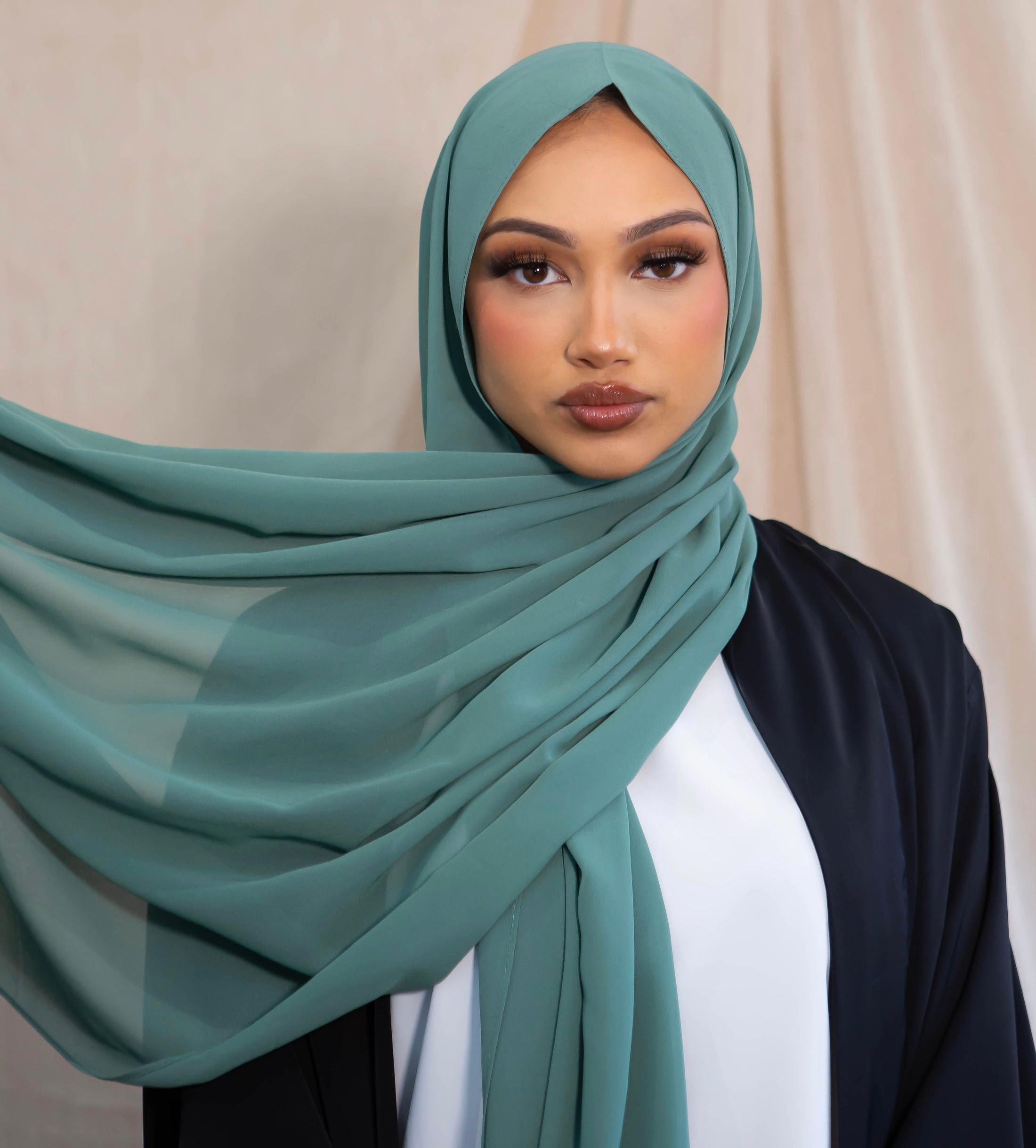 mint green chiffon hijab