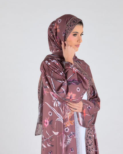 Azure Bloom Abaya - Brown