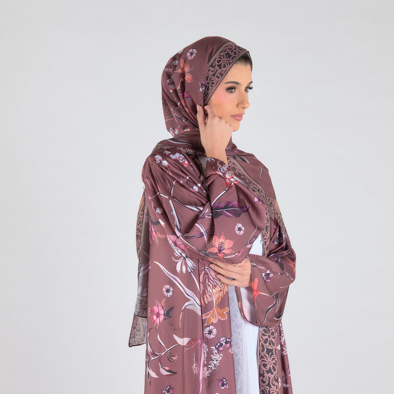 Azure Bloom Abaya - Brown
