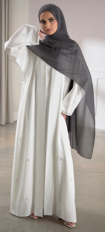 white pearl abaya