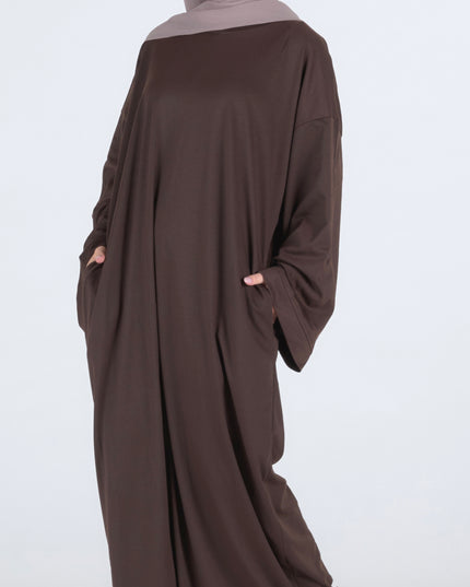Closed Jersey Abaya - Coffee