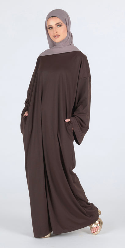 Closed Jersey Abaya - Coffee