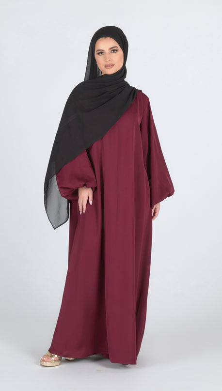 Maroon Flare Closed Abaya