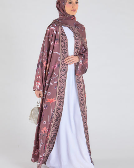 Azure Bloom Abaya - Brown