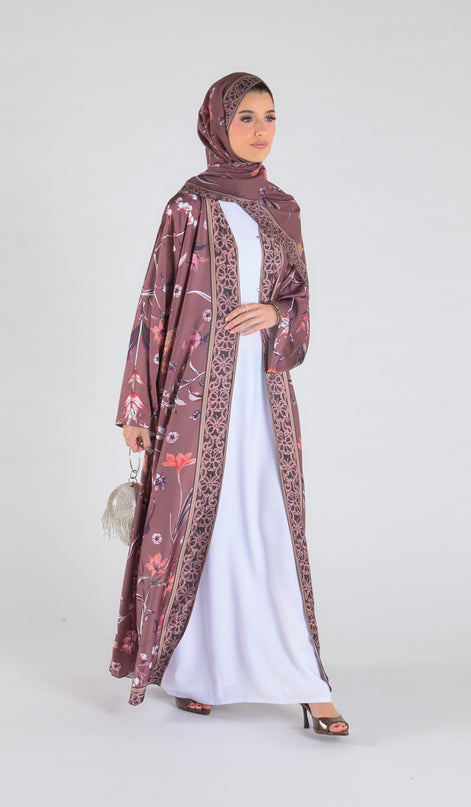 Azure Bloom Abaya - Brown