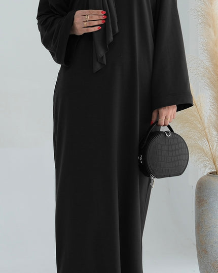 Closed Jersey Abaya - Black