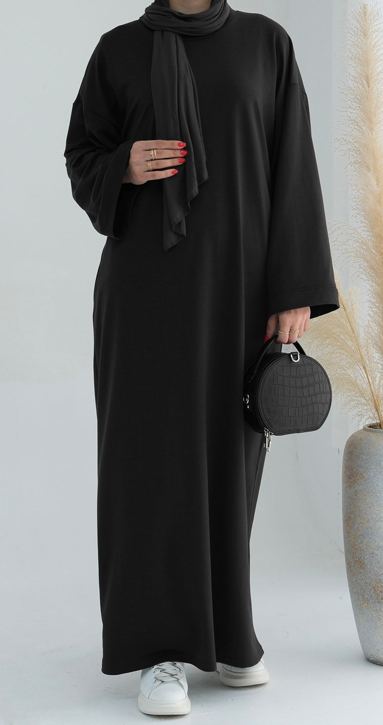 Closed Jersey Abaya - Black Aaliya Collections Closed Jersey Abaya - Black Aaliya Collections