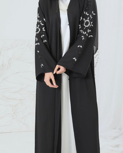 BLACK SILVER EMBELLISHED ABAYA