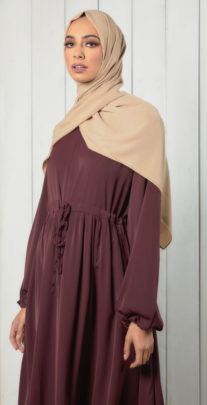 Yara Closed Abaya - Dark Maroon
