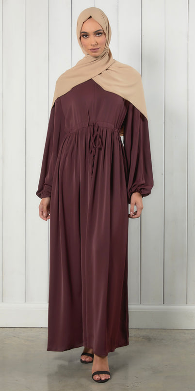 Yara Closed Abaya - Dark Maroon