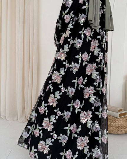 Black Blossom Abaya