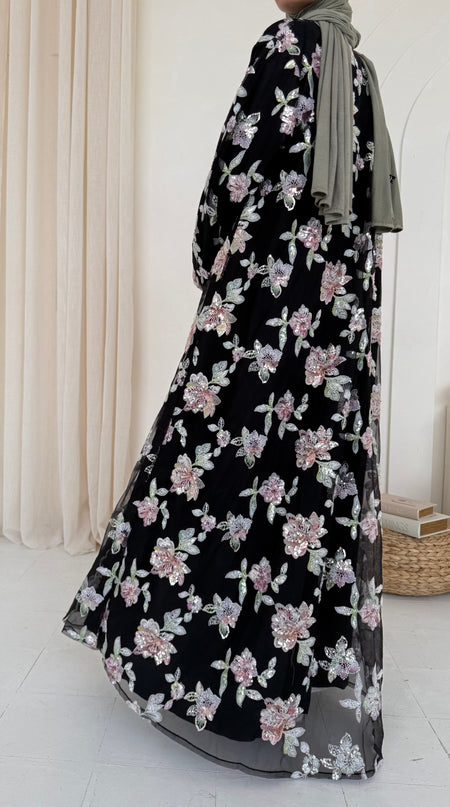 Black Blossom Abaya
