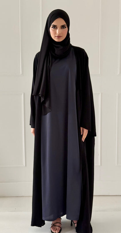 grey sleeveless slip dress