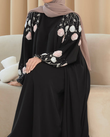 BLACK FLORAL ABAYA