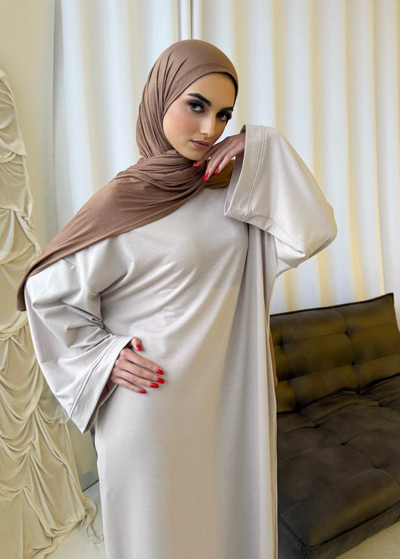 Closed Jersey Abaya - Nude
