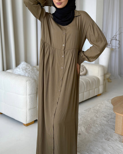 Long Shirt Dress - Khaki