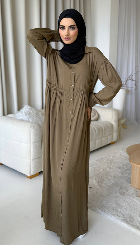 Long Shirt Dress - Khaki