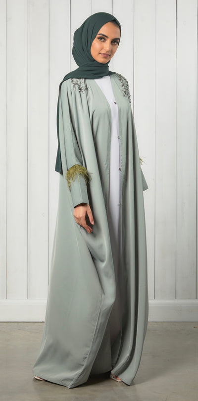 Mint Embellished Batwing Abaya