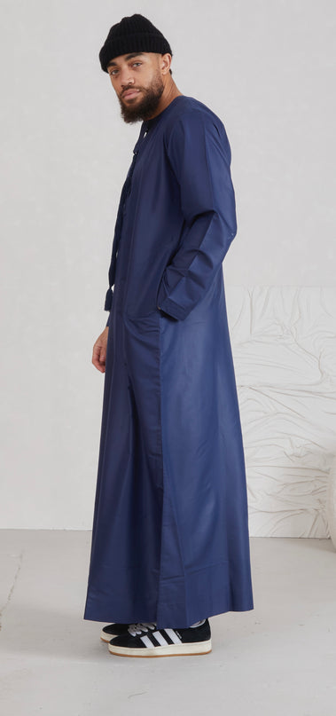 Men's Omani Thobe - Navy Blue