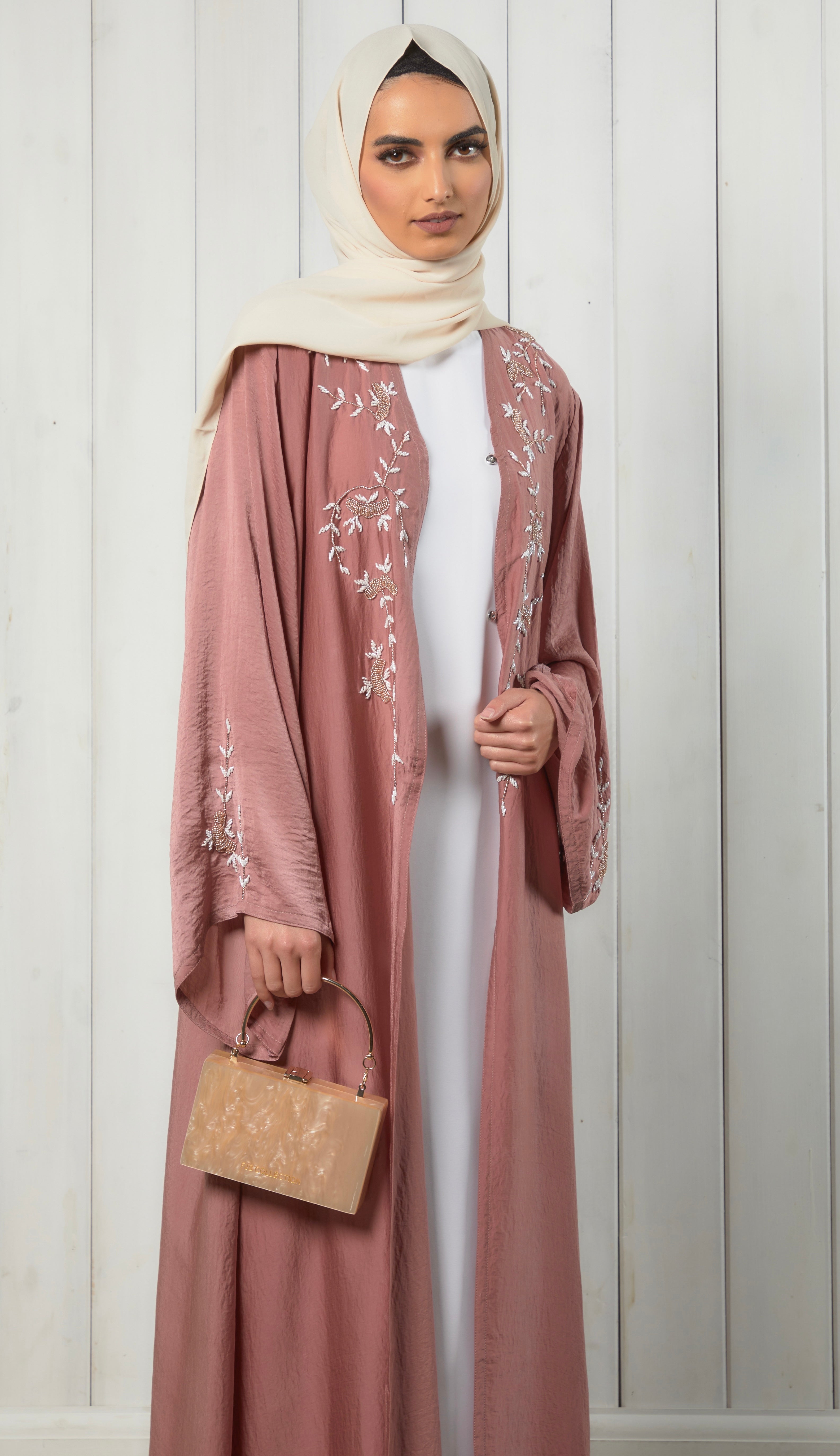 Noor Sequin Abaya Mauve – Aaliya Collections - Main Image