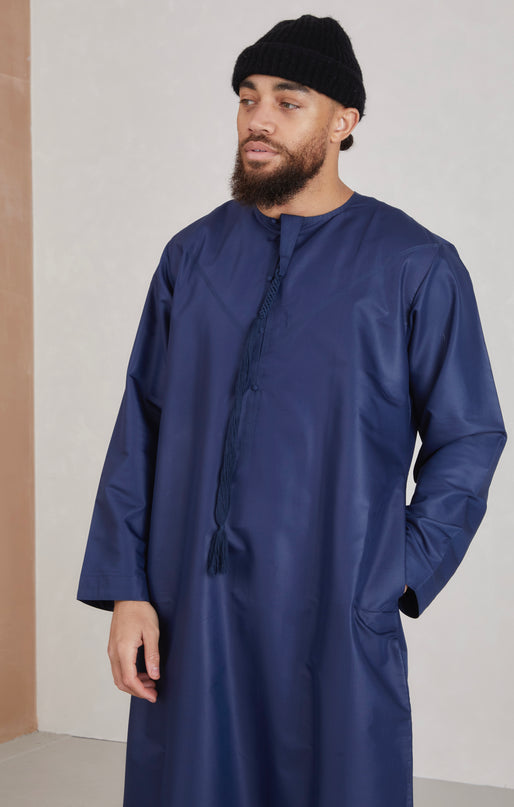 Men's Omani Thobe - Navy Blue