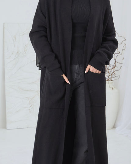 MAXI MODEST BLACK CARDIGAN