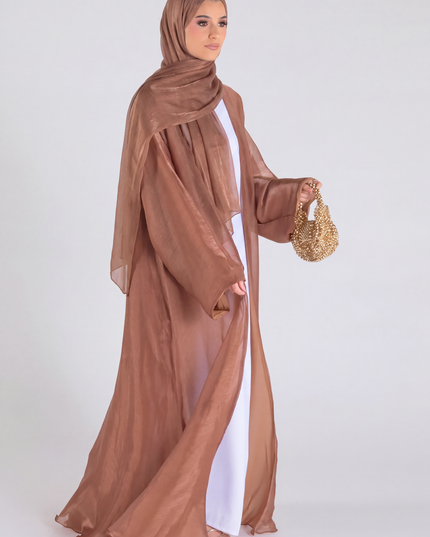 Organza Luxe Abaya - Tawny