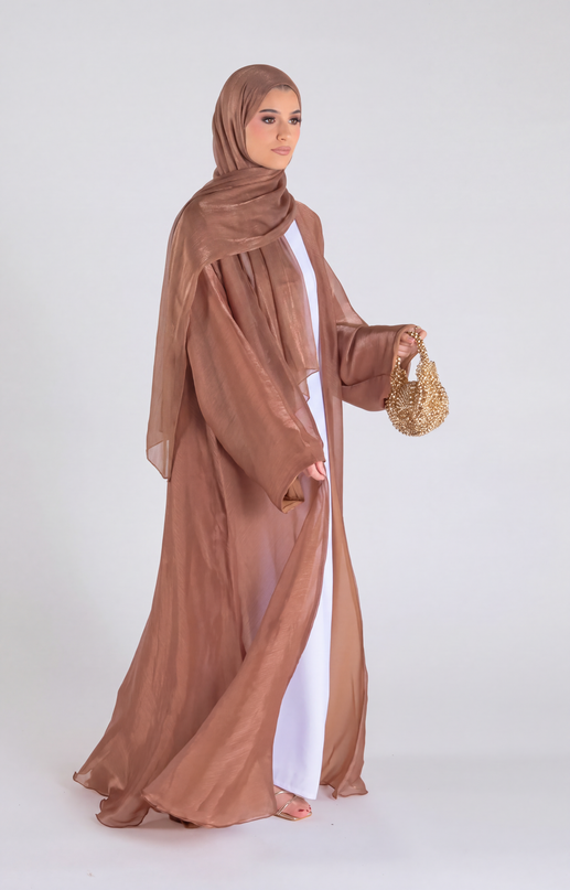 Organza Luxe Abaya - Tawny