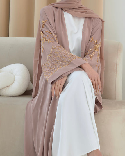nude and gold abaya