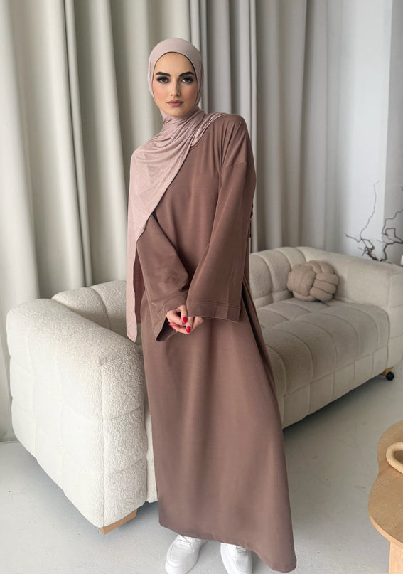 Closed Jersey Abaya - Mocha