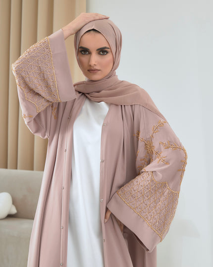nude and gold abaya