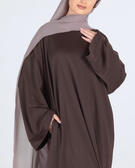 Closed Jersey Abaya - Coffee