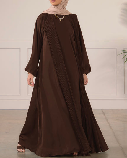 Pleat Abaya Set - Walnut