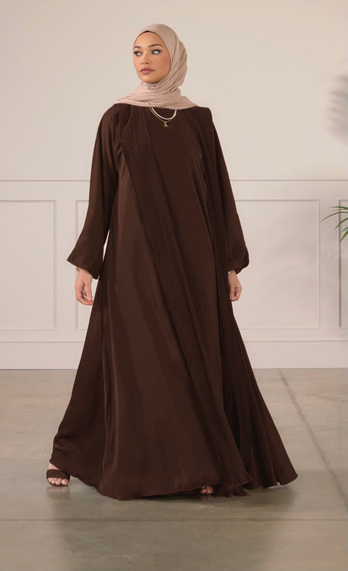 Pleat Abaya Set - Walnut