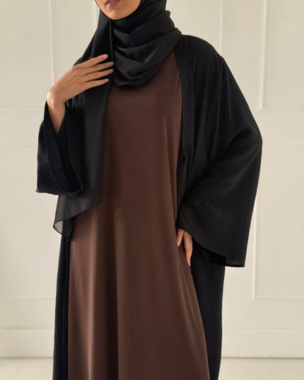 brown sleeveless slip dress