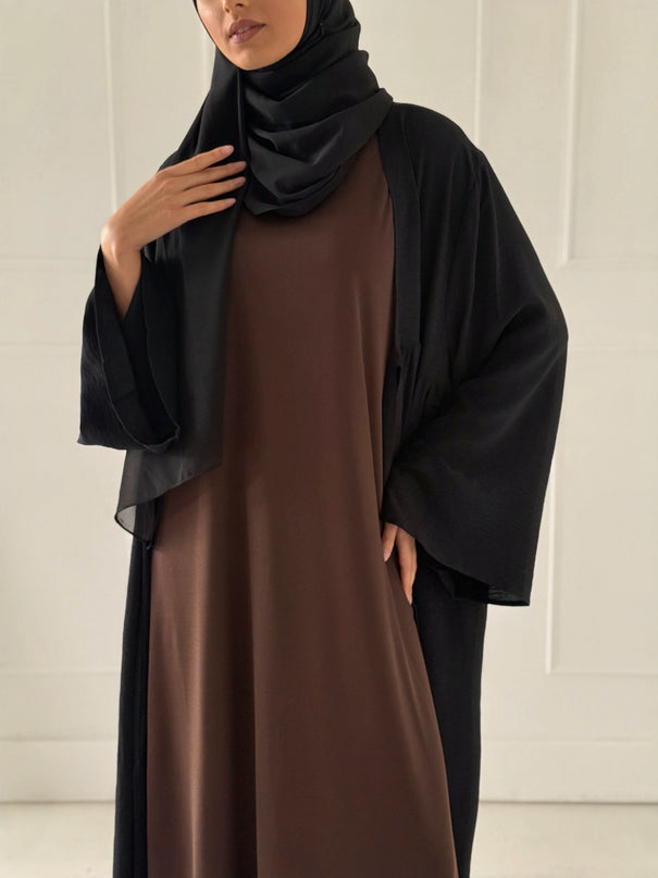 brown sleeveless slip dress