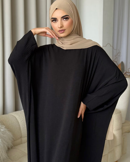 Basic Batwing Abaya - Black
