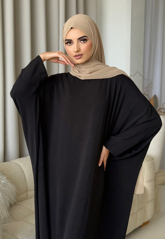Basic Batwing Abaya - Black