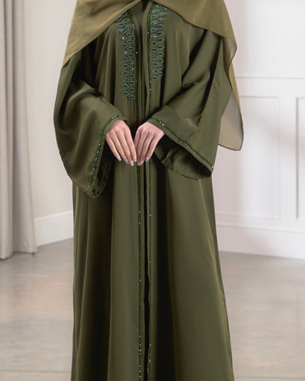 khaki two piece abaya