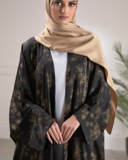 batwing gold flower abaya