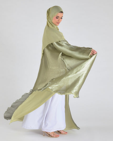 Organza Luxe Abaya - Olive
