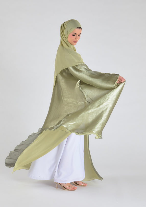 Organza Luxe Abaya - Olive