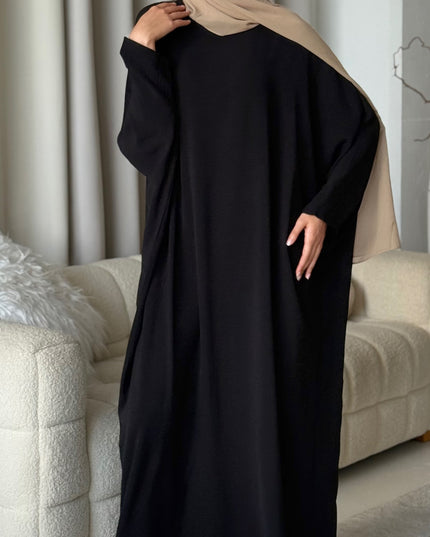 Basic Batwing Abaya - Black