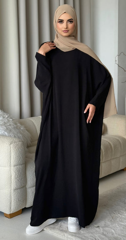 Basic Batwing Abaya - Black