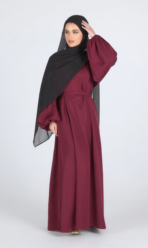 Maroon Flare Closed Abaya