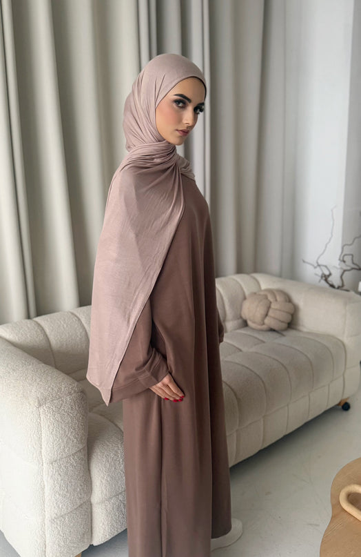 Closed Jersey Abaya - Mocha