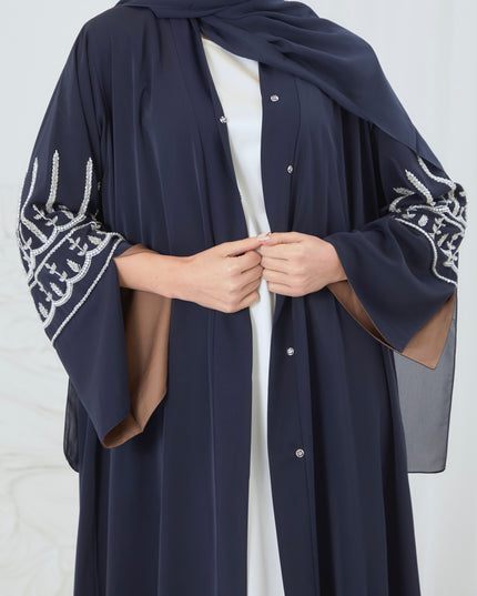 navy embellished abaya