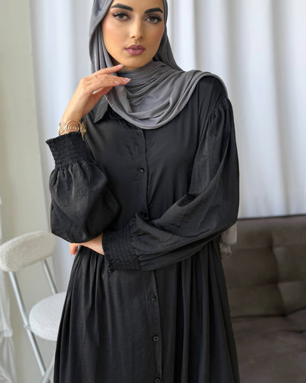 Long Shirt Dress - Black