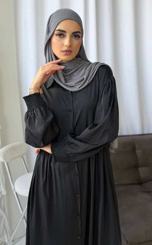 Long Shirt Dress - Black